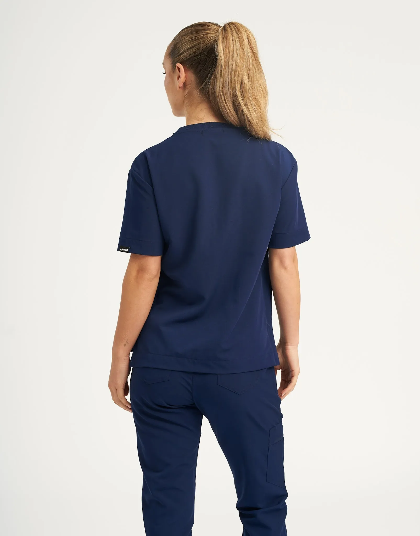 Essential Crewneck Scrub Top - True Navy