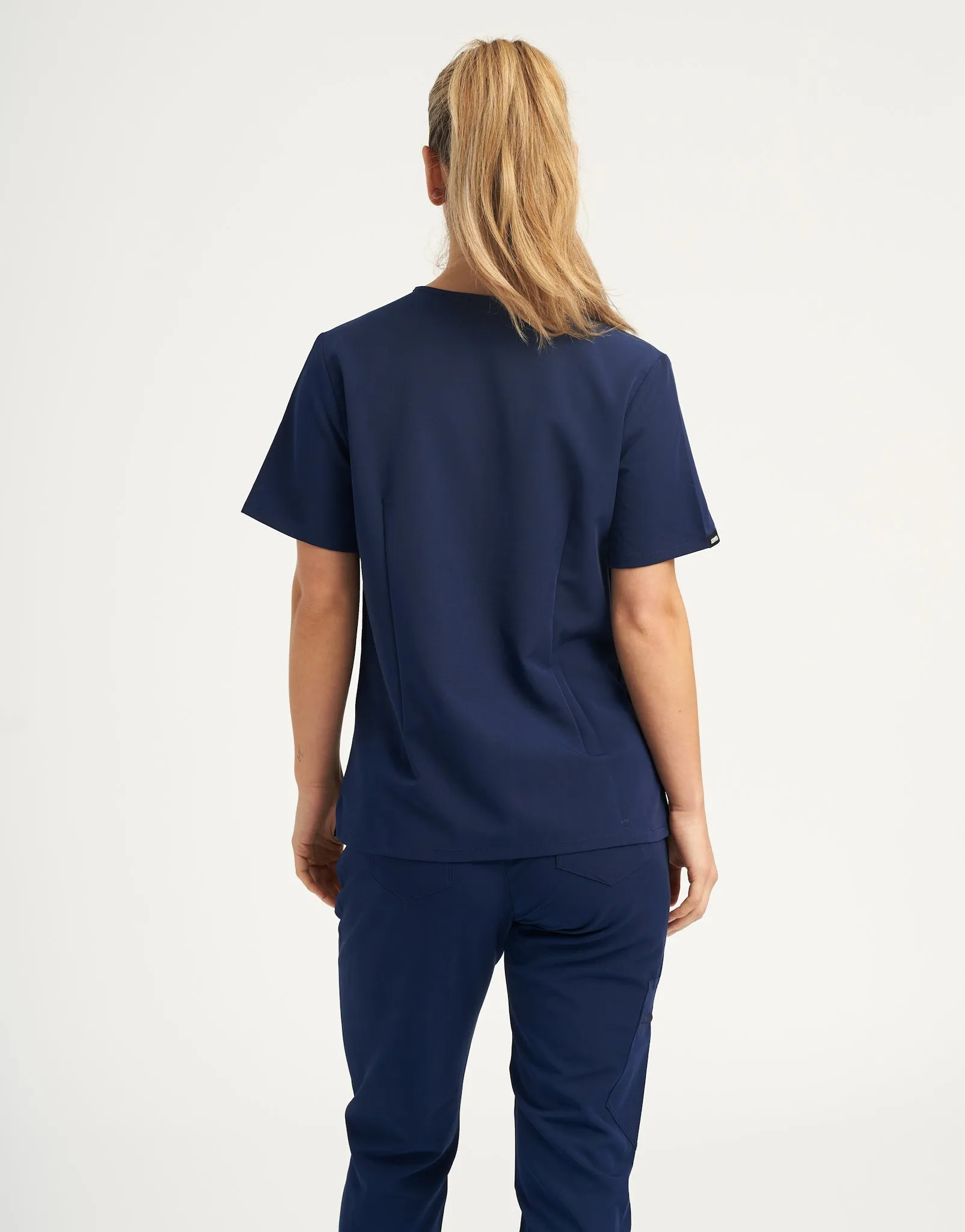 Essential One Pocket V Neck Scrub Top - True Navy