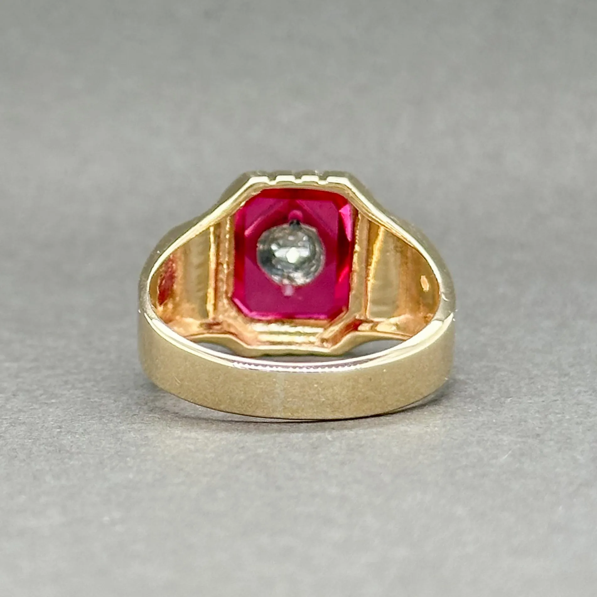 Estate 14K TT Gold 1.99ct Lab Ruby & 0.26ct G-H/SI1 Diamond Men’s Ring