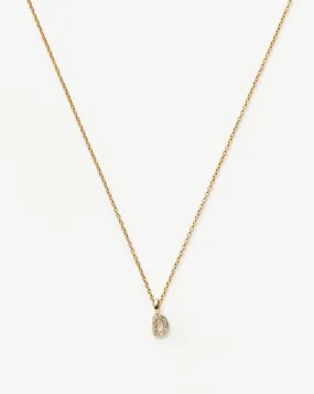 Fine Diamond Initial Mini Pendant Necklace - D | 14k Solid Yellow Gold Plated/Diamond