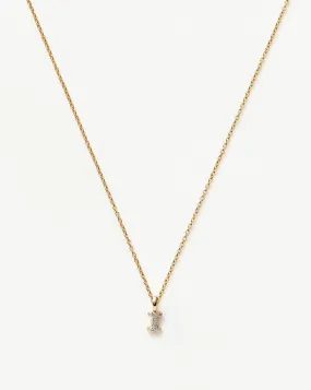 Fine Diamond Initial Mini Pendant Necklace - I | 14k Solid Yellow Gold Plated/Diamond