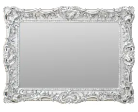 French Louis XV Rococo Style Silvered Wood Mirror