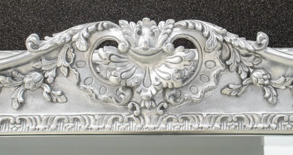 French Louis XV Rococo Style Silvered Wood Mirror