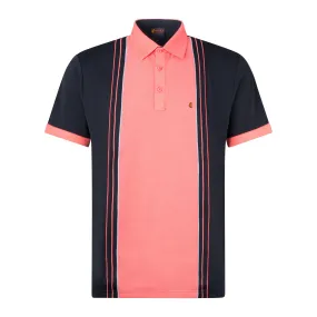 Gabicci Classic Stripe Polo Shirt Navy/Coral