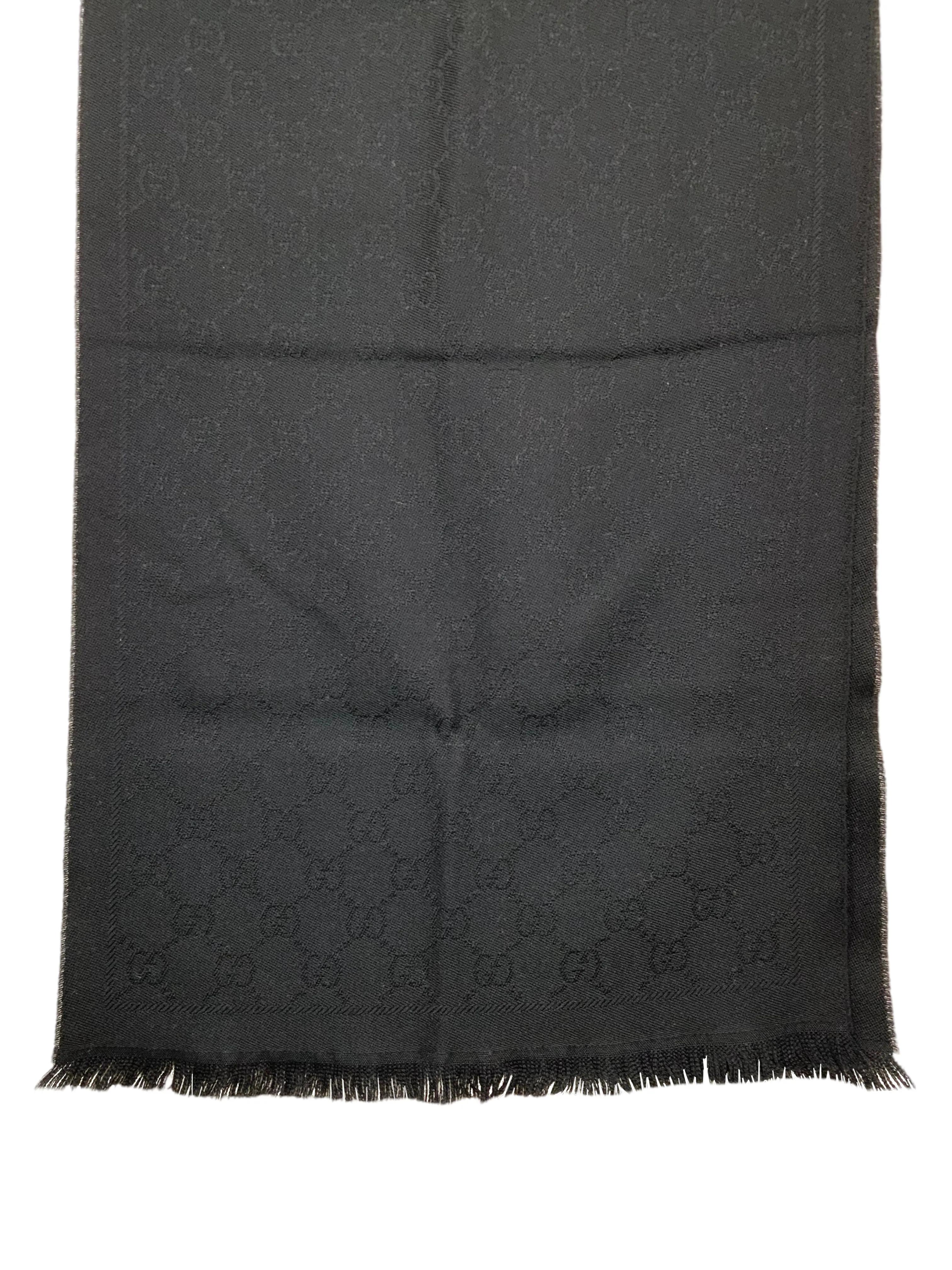 Gucci Wool GG Monogram Fringe Oblong Scarf