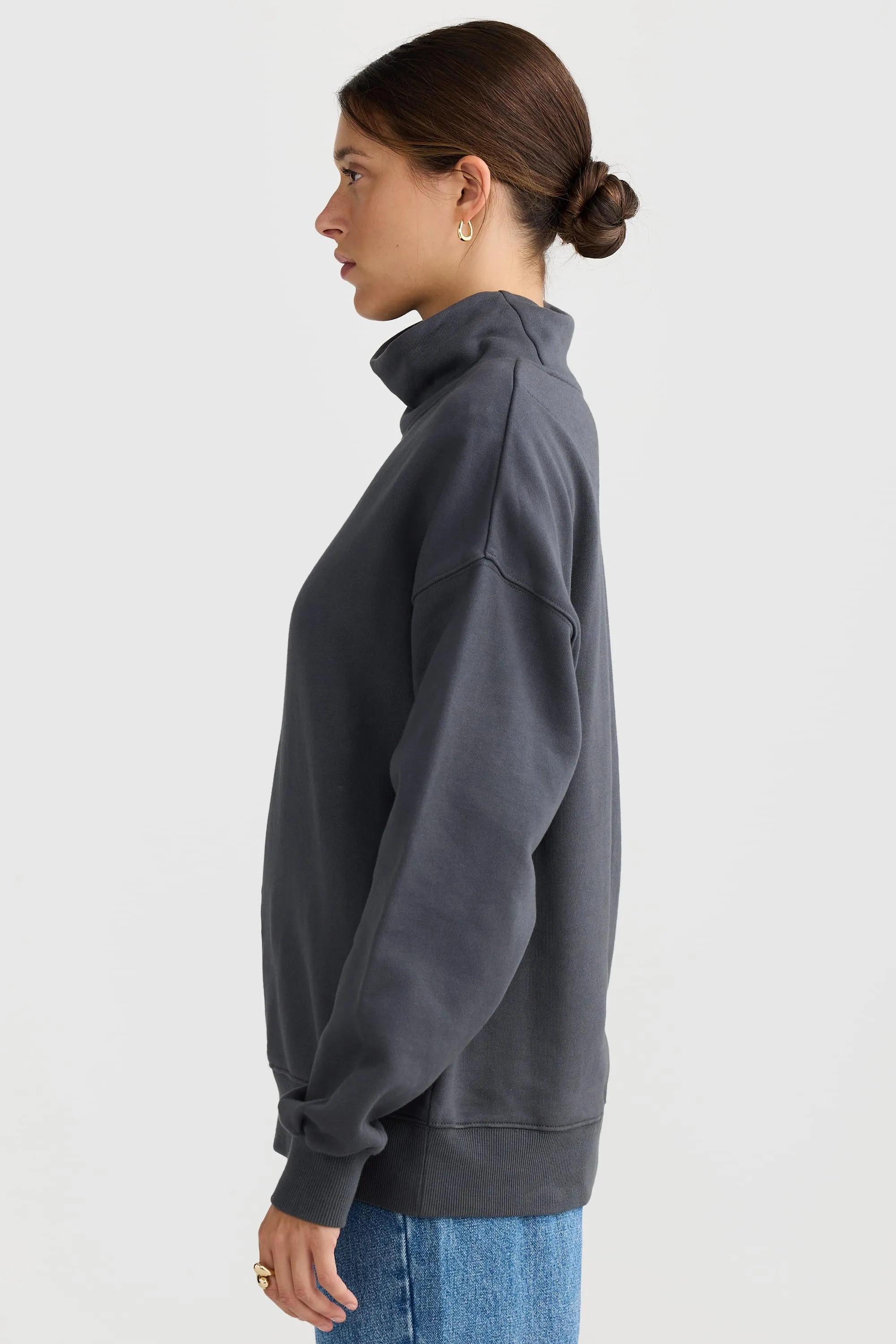 Hallie High Neck Sweater Charcoal