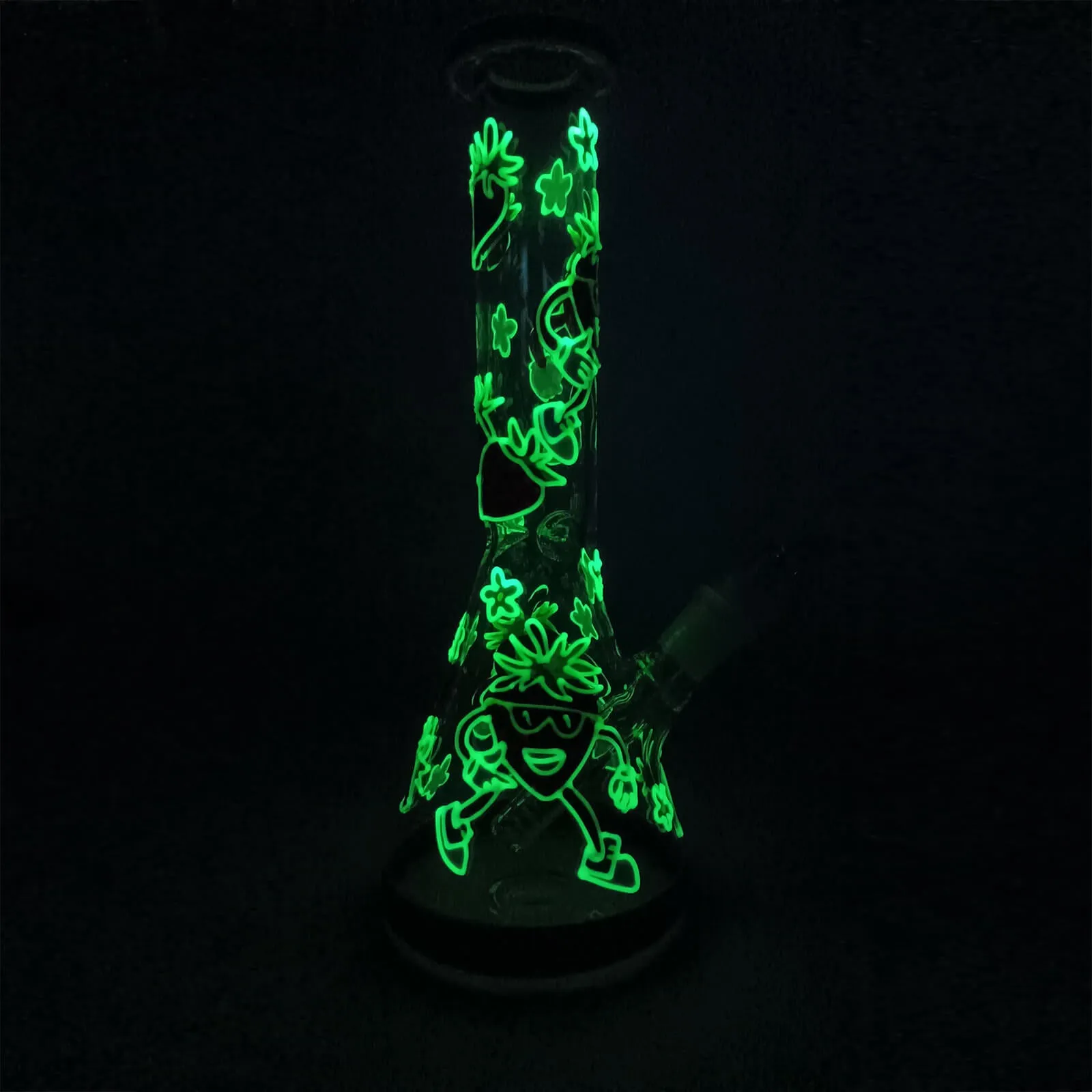 Handpainted Strawberry Bong Glow in The Dark