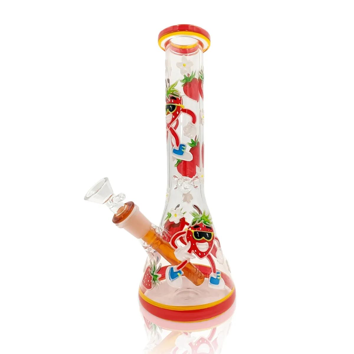 Handpainted Strawberry Bong Glow in The Dark