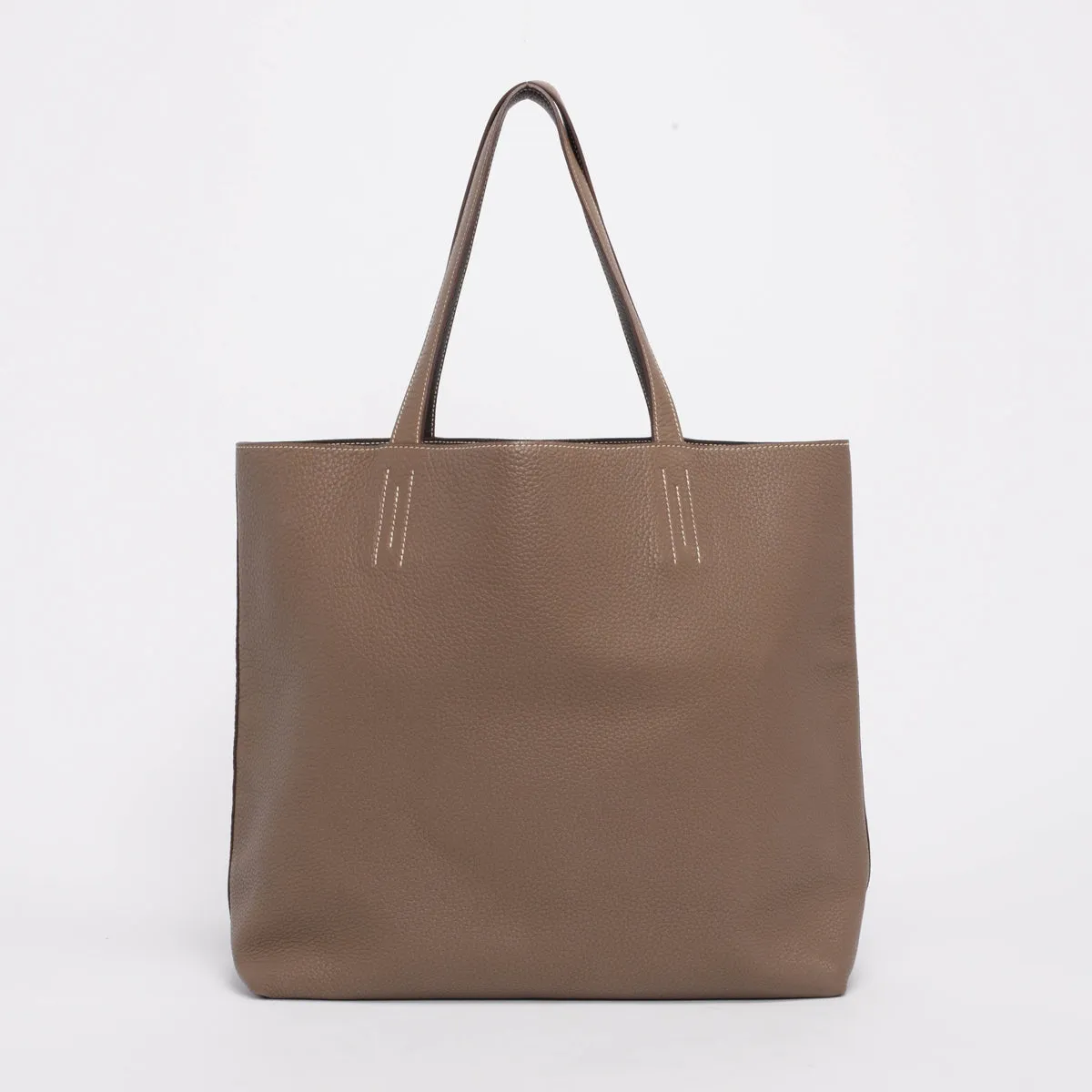 Hermes Etoupe & Chocolate Clemence Double Sens 36 Tote