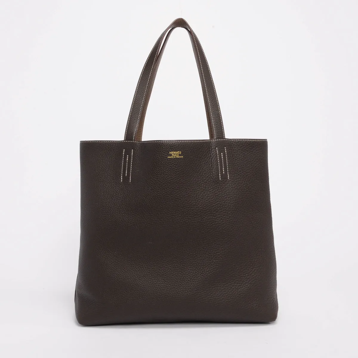 Hermes Etoupe & Chocolate Clemence Double Sens 36 Tote