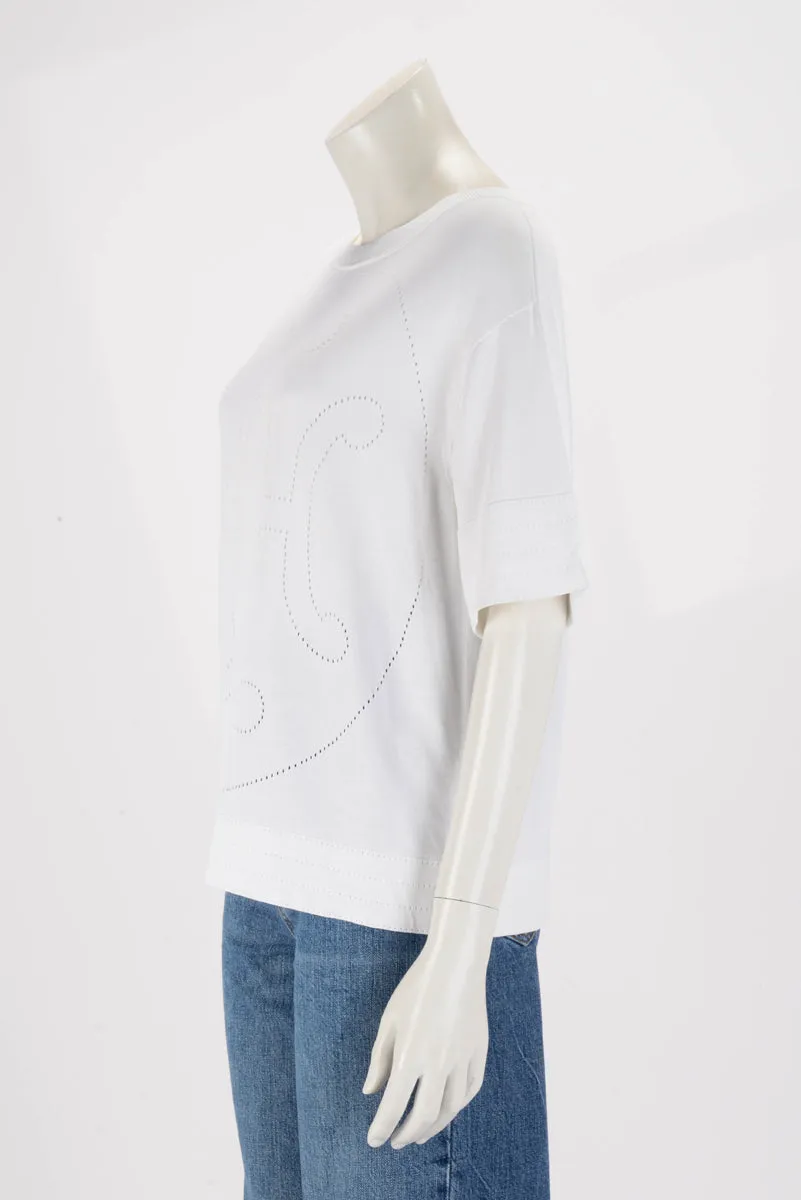 Hermes White Knit H Lift Top FR 34