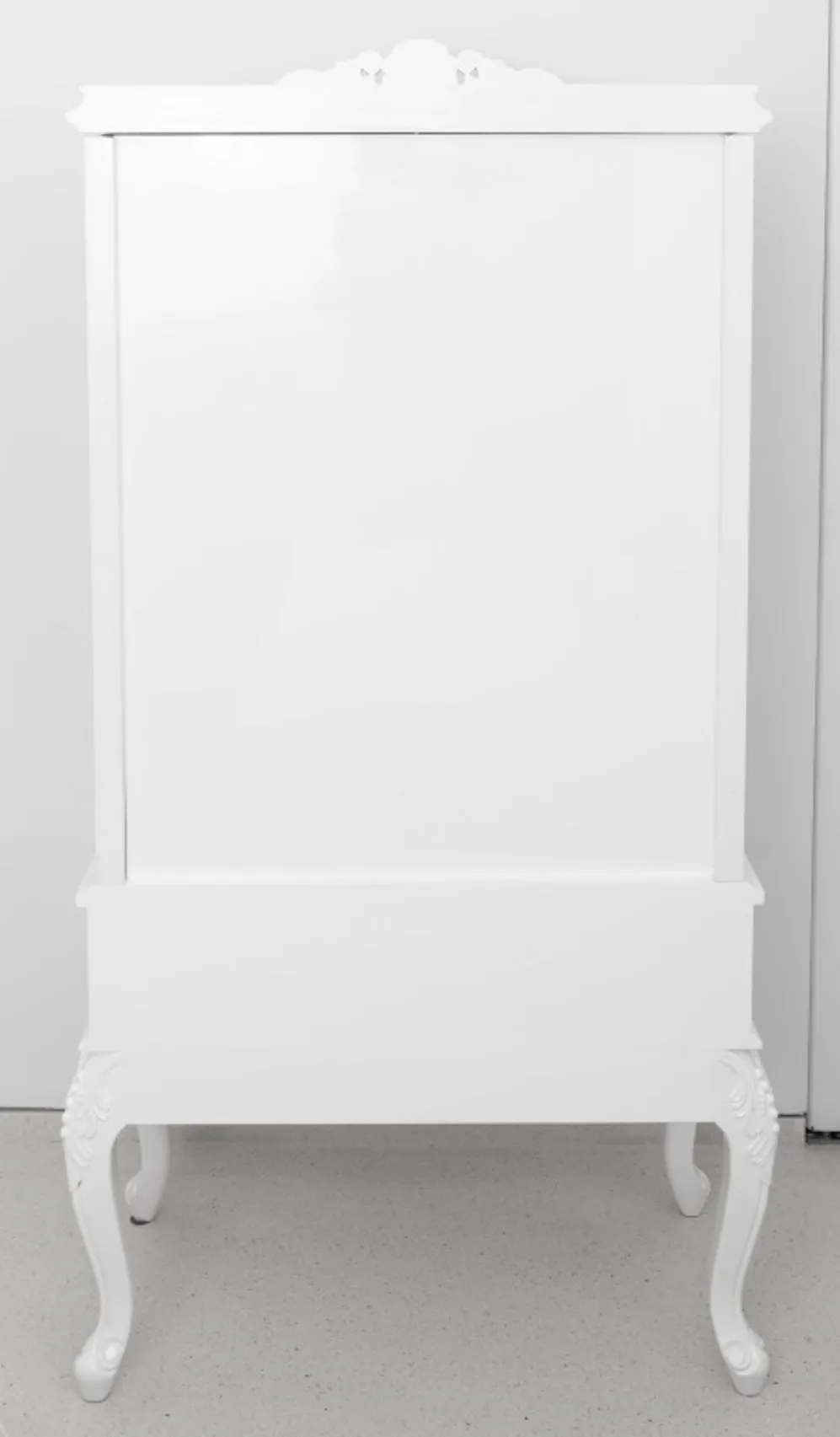 Hollywood Regency White Lacquer Cabinet on Stand