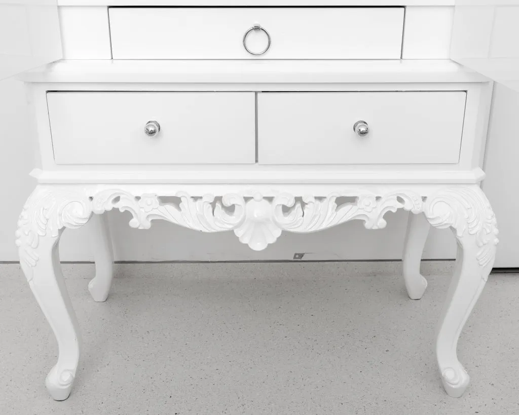 Hollywood Regency White Lacquer Cabinet on Stand