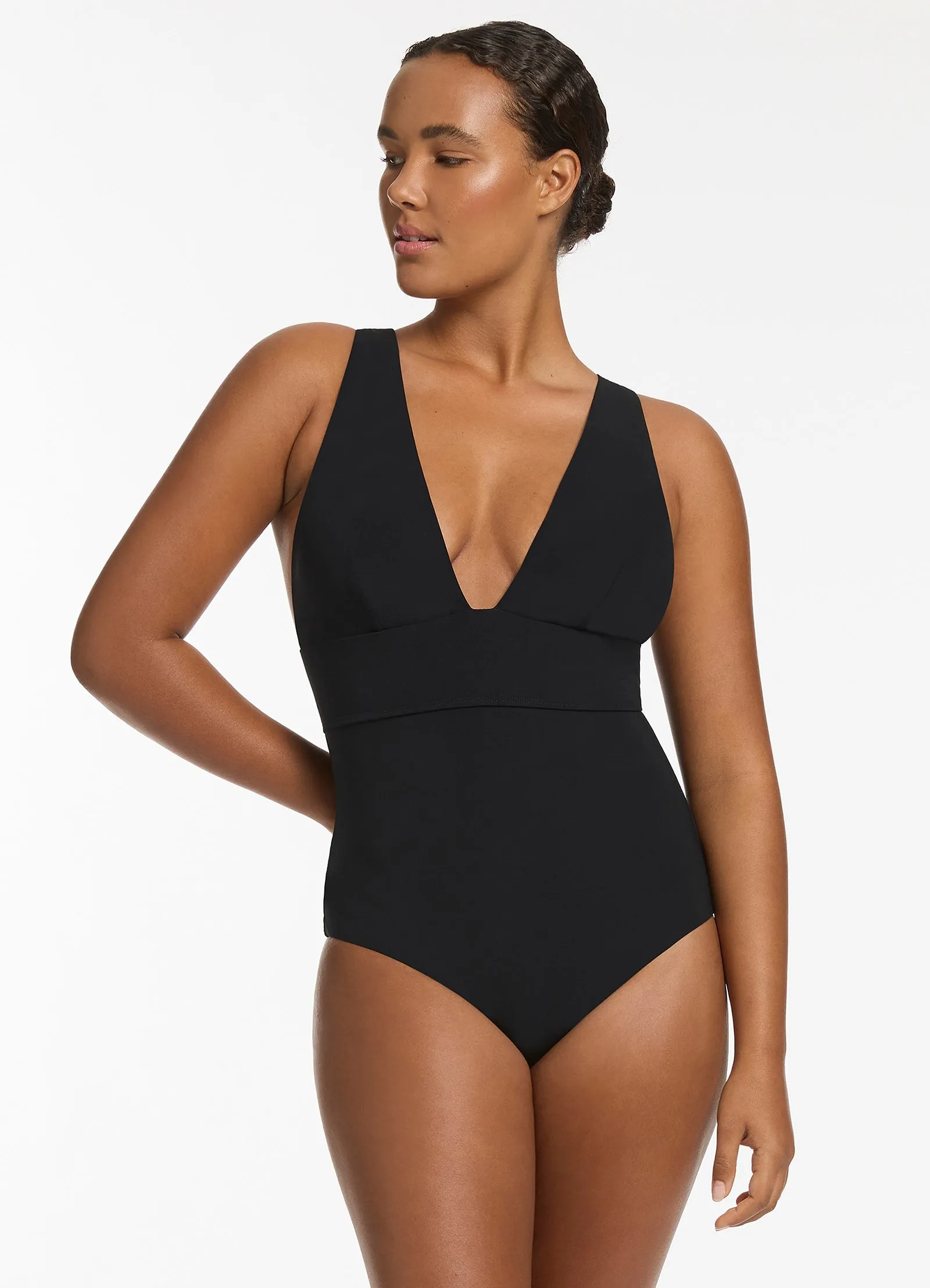 Jetset Plunge Tie Back One Piece - Black