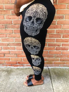 #K675 Skulls By Your Side Leggings