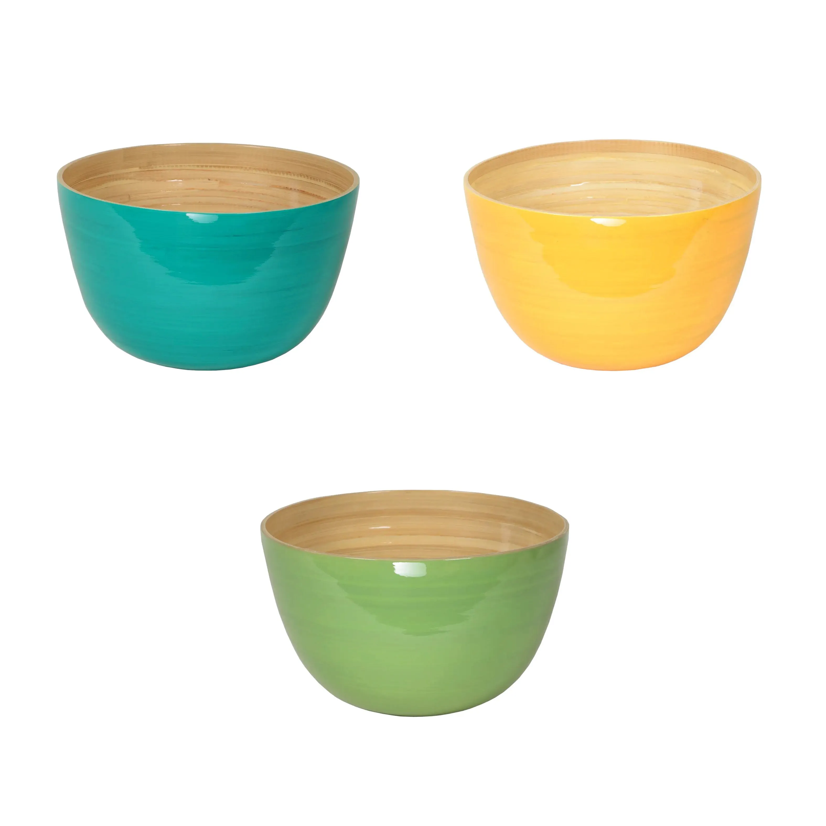 Lacquered Bamboo Bowls, 10.2 D x 6.2 H