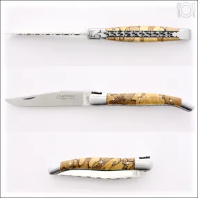 Laguiole Traditional Knife 12 cm Guilloche Burled Beech End Grain