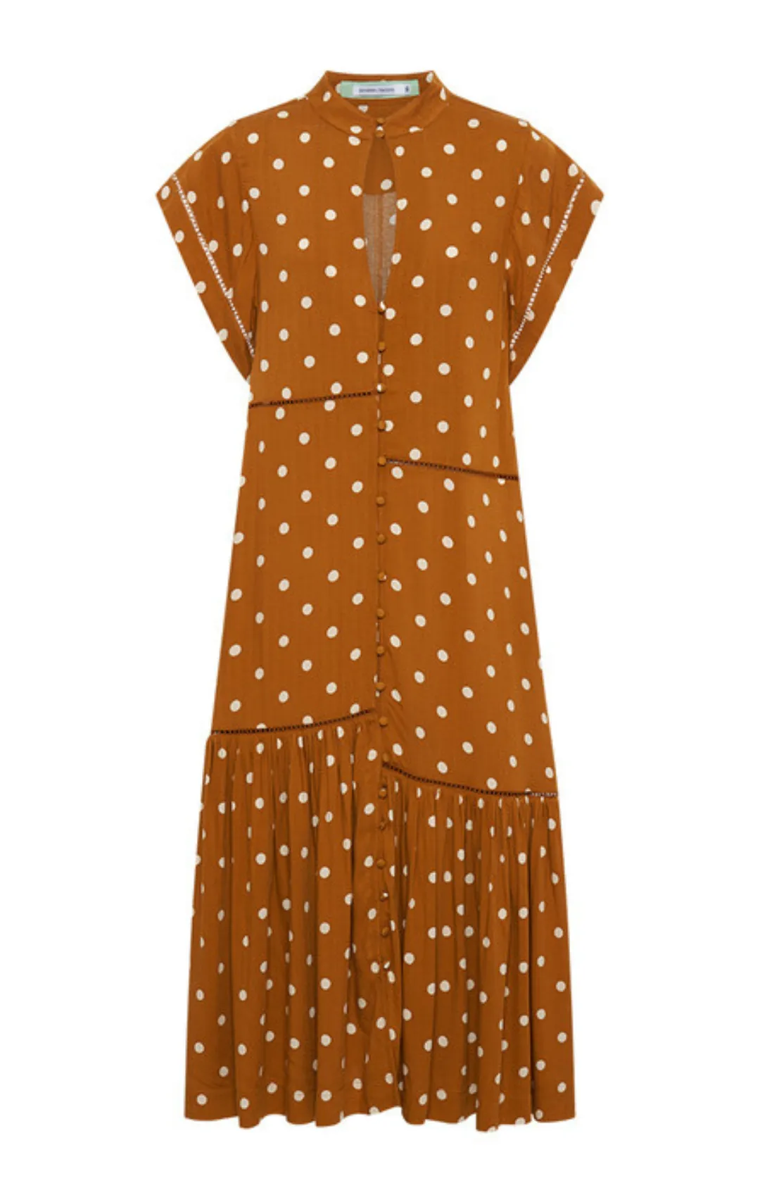 Lattice Midi Dress - Brown Dot