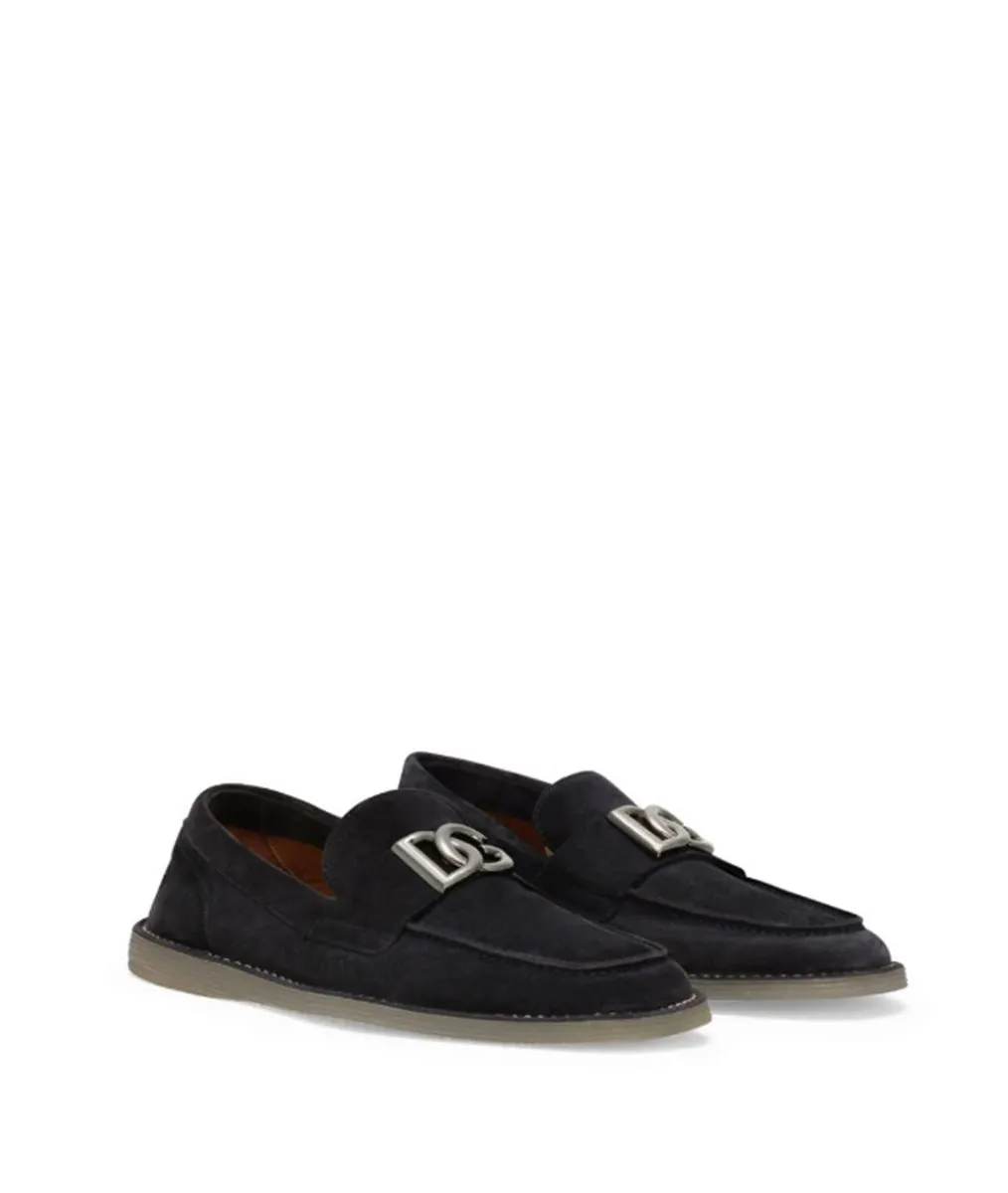 LOGO-LETTERING SUEDE LOAFERS