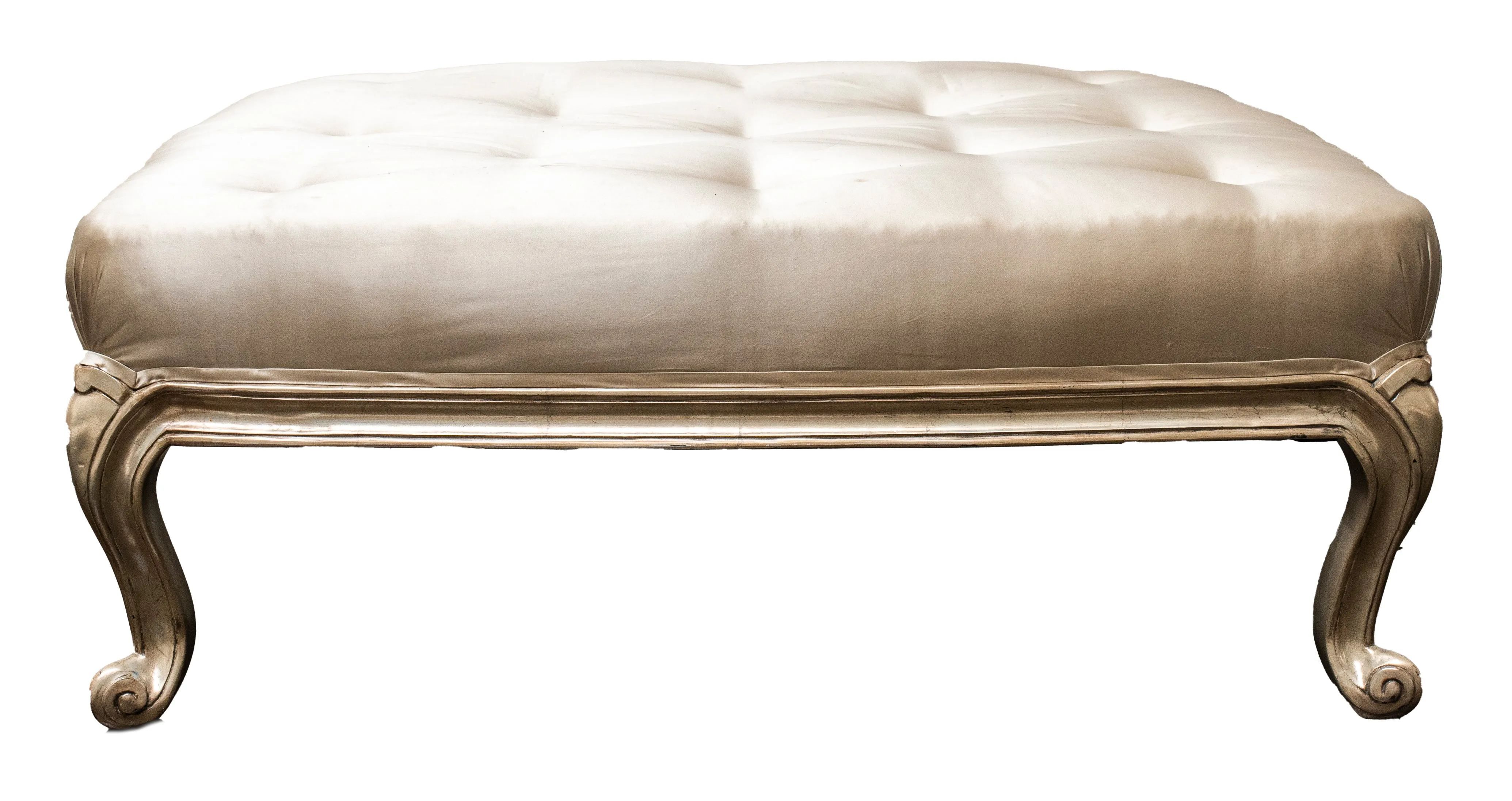 Louis XV Revival Large Silvered Ottoman