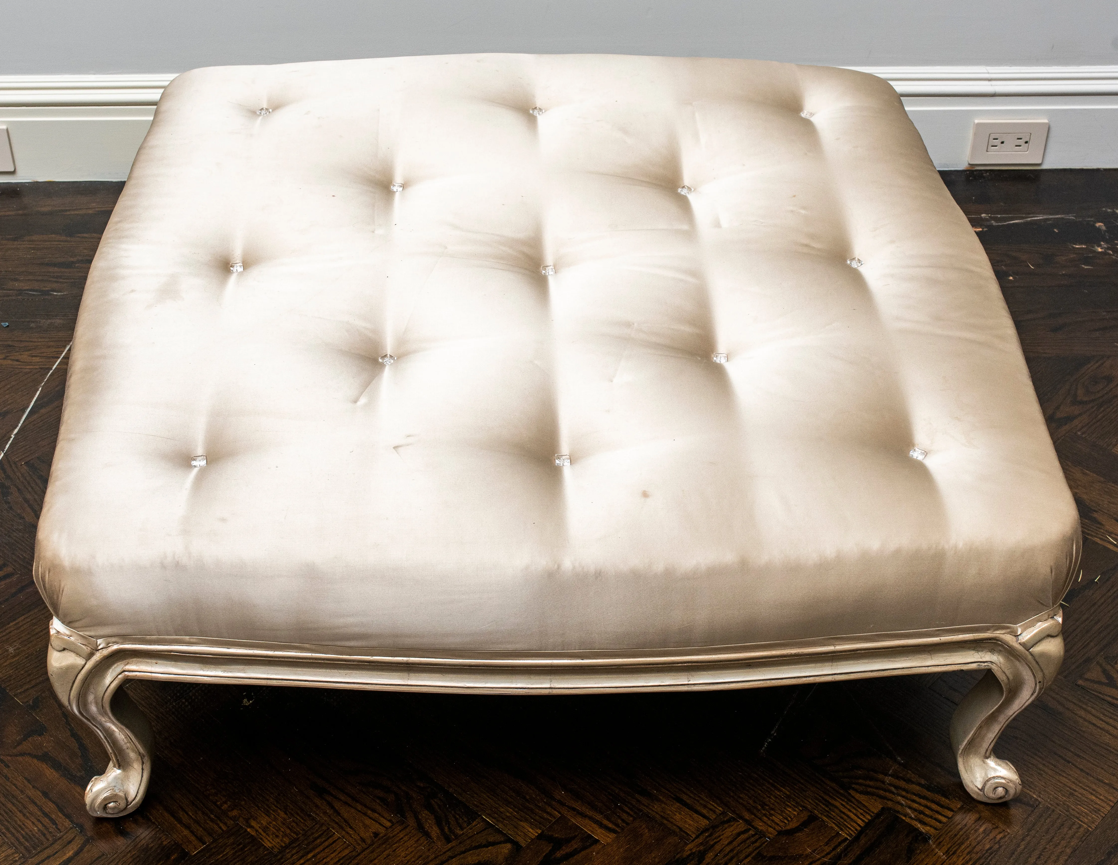 Louis XV Revival Large Silvered Ottoman