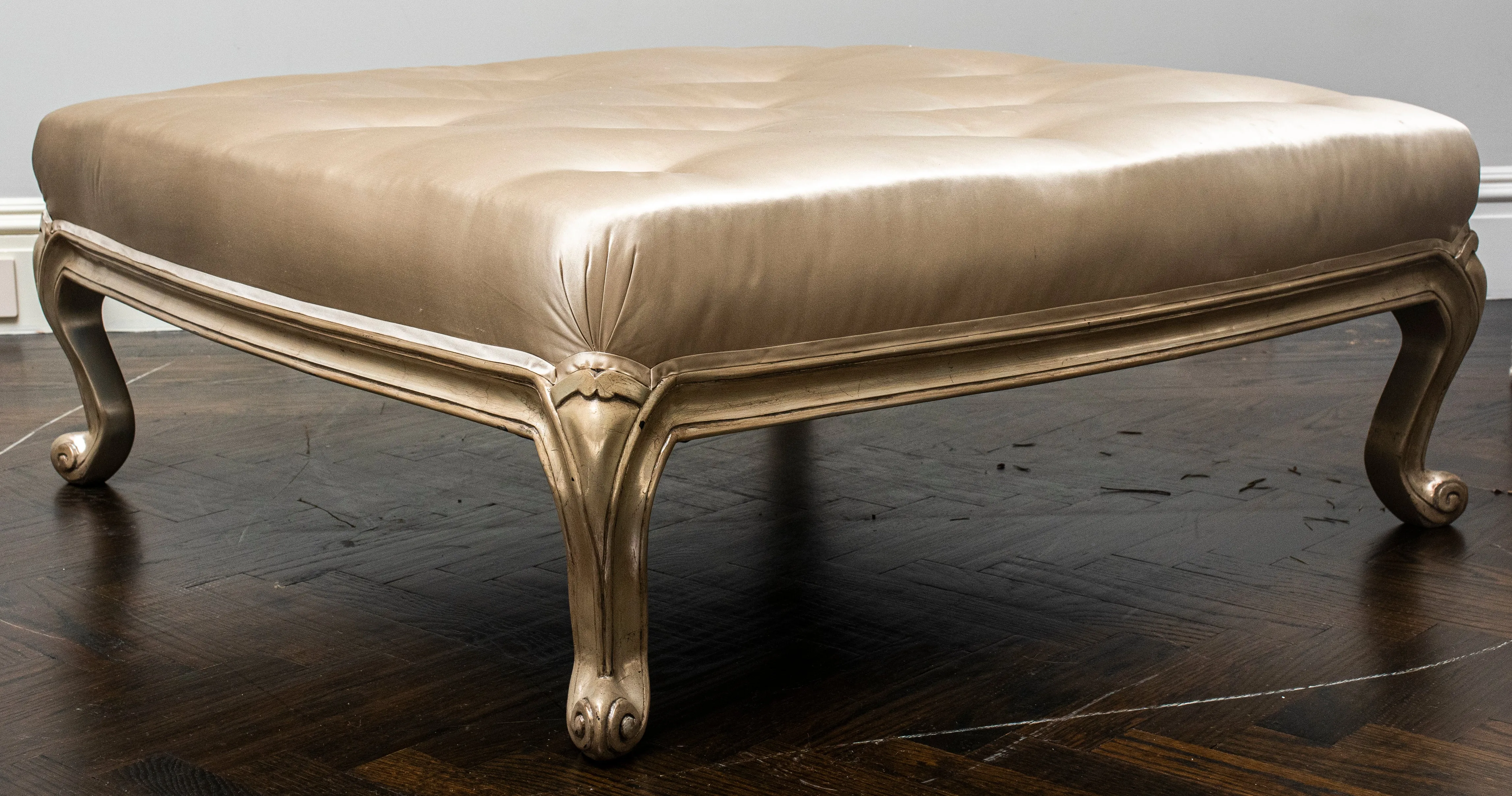 Louis XV Revival Large Silvered Ottoman