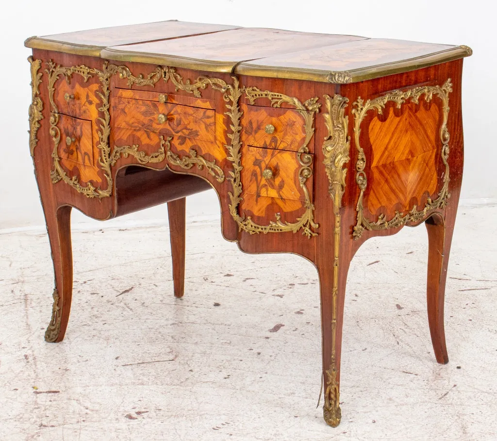 Louis XV Revival Parquetry Vanity or Coiffeuse