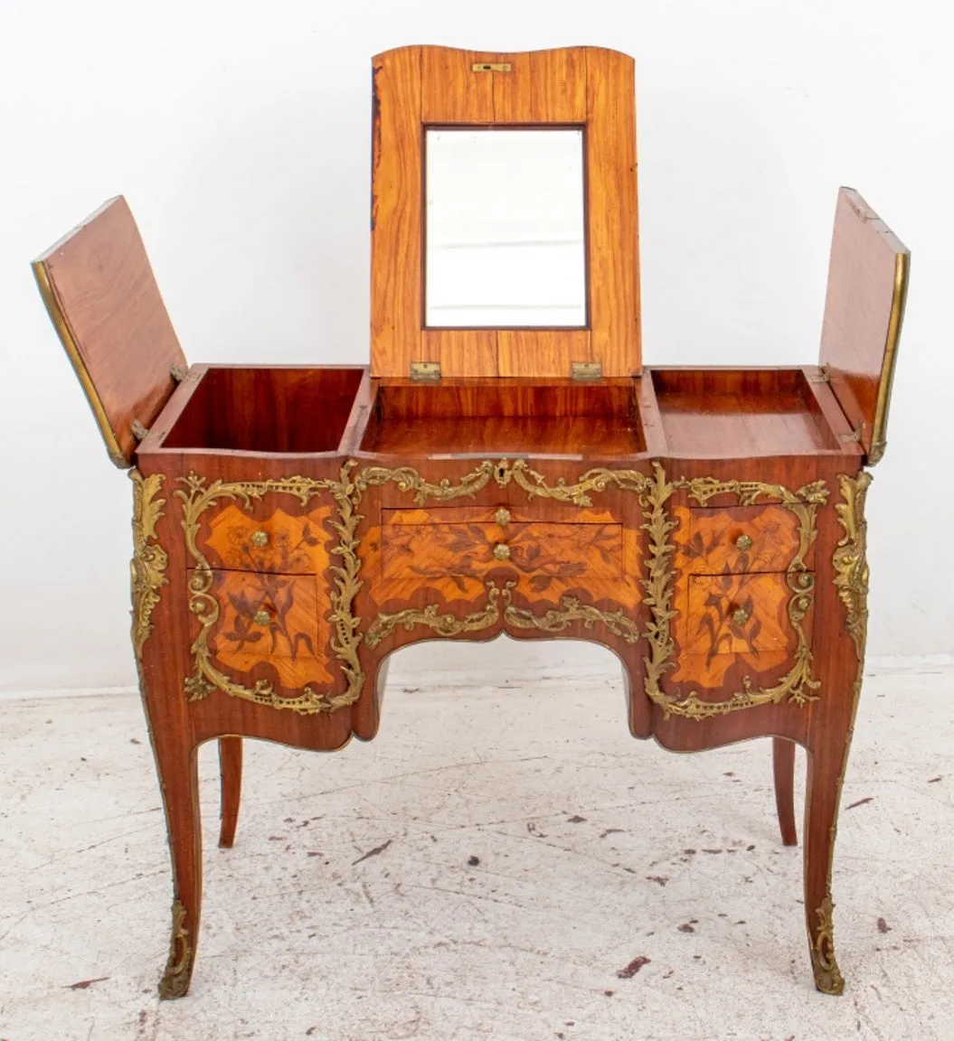 Louis XV Revival Parquetry Vanity or Coiffeuse