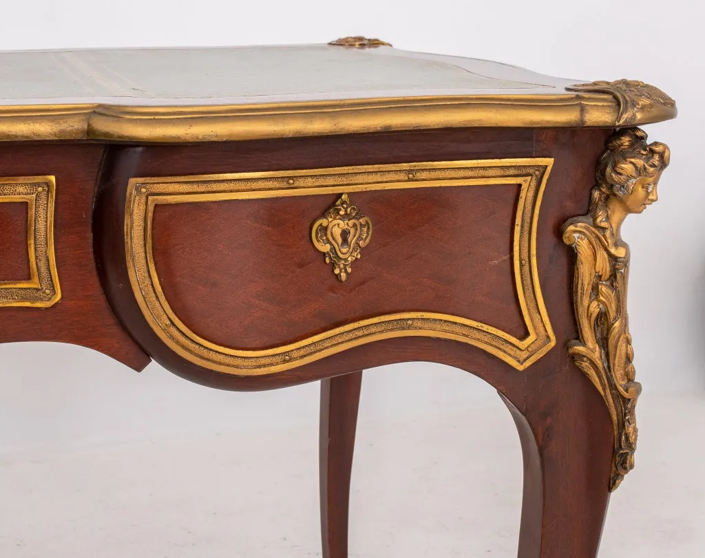 Louis XV Style Gilt Metal Mounted Mahogany Desk