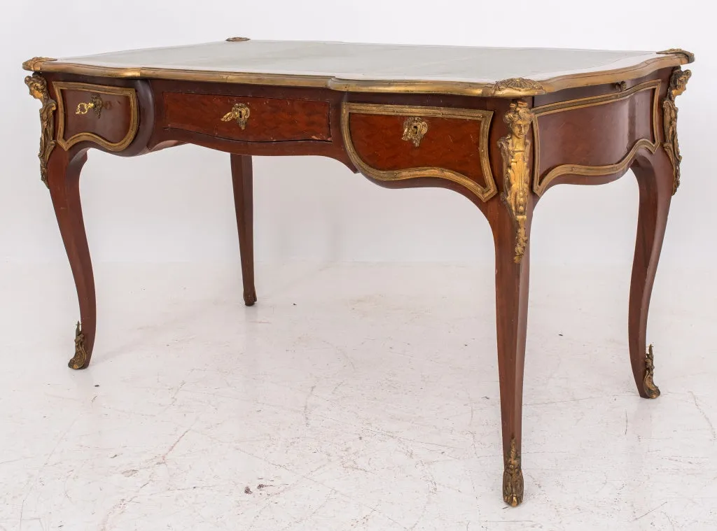 Louis XV Style Gilt Metal Mounted Mahogany Desk