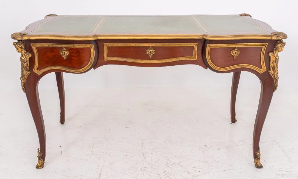 Louis XV Style Gilt Metal Mounted Mahogany Desk