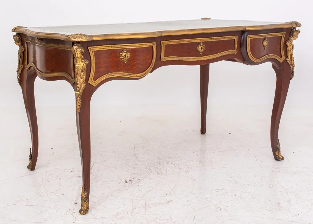 Louis XV Style Gilt Metal Mounted Mahogany Desk