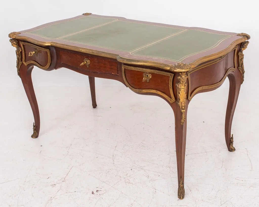 Louis XV Style Gilt Metal Mounted Mahogany Desk