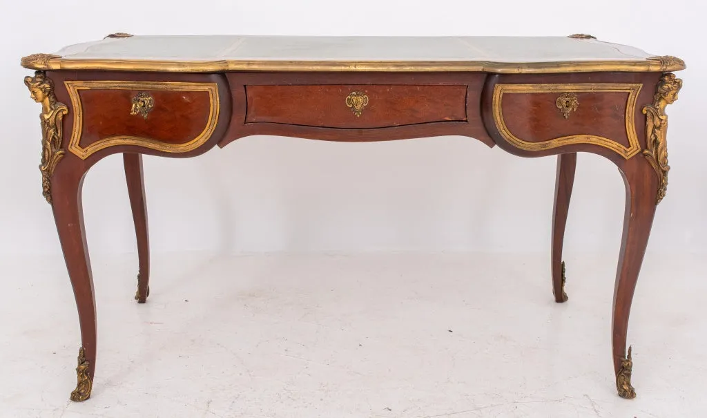 Louis XV Style Gilt Metal Mounted Mahogany Desk