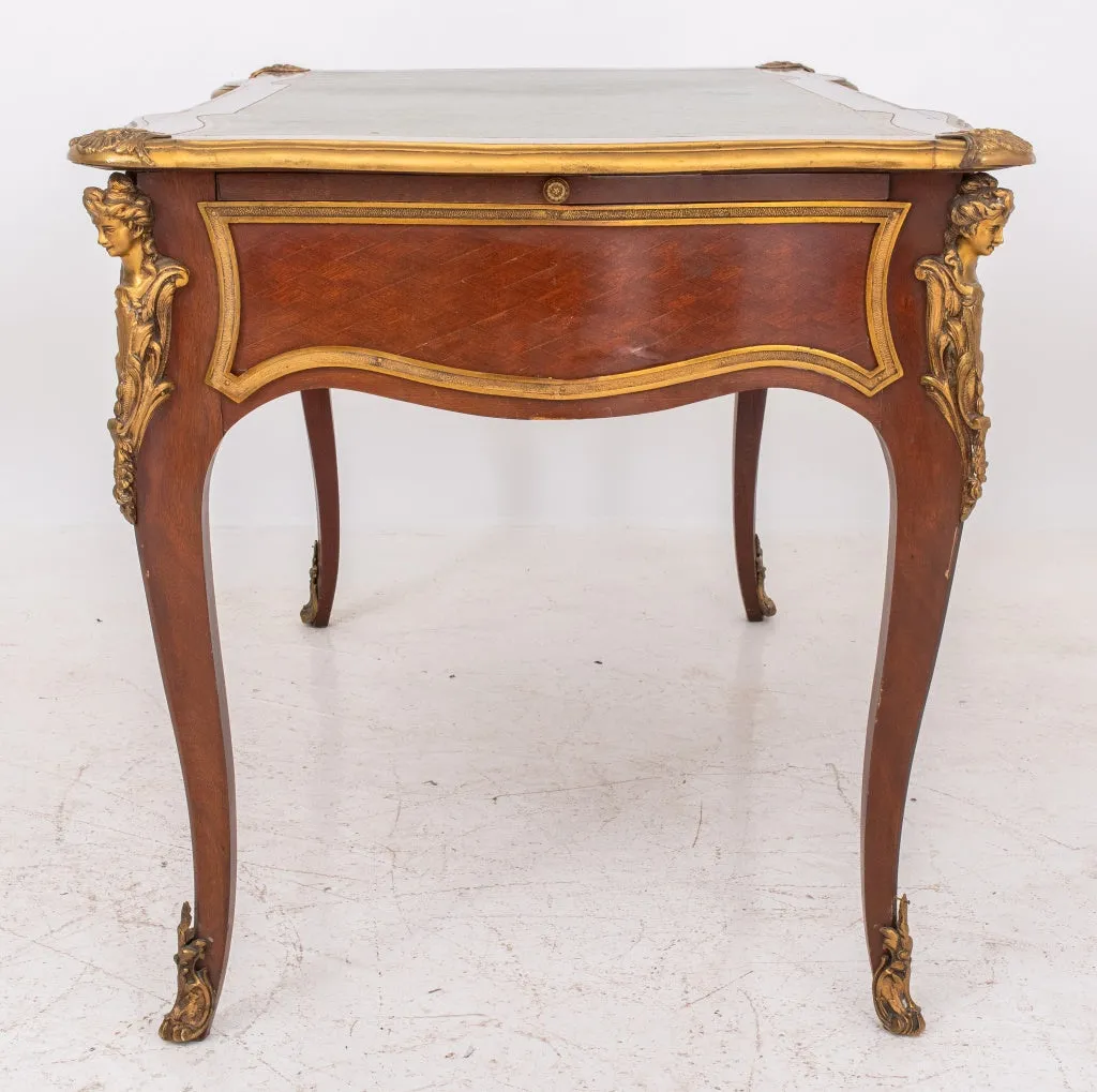 Louis XV Style Gilt Metal Mounted Mahogany Desk