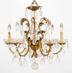 Louis XV Style Glass Baluster Six Light Chandelier