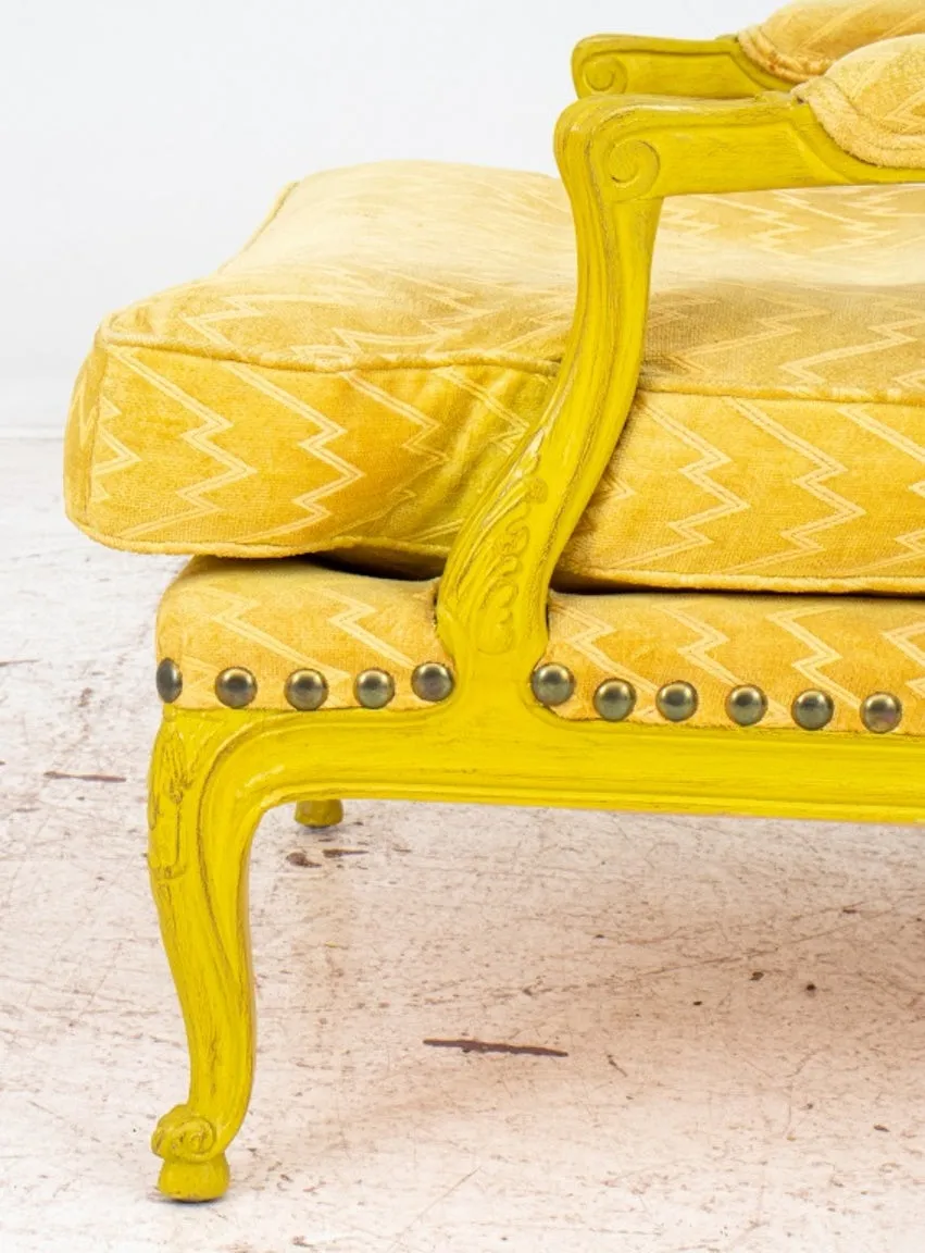 Louis XV Style Yellow Painted Upholstered Armchair