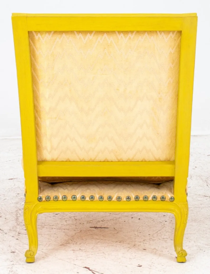 Louis XV Style Yellow Painted Upholstered Armchair