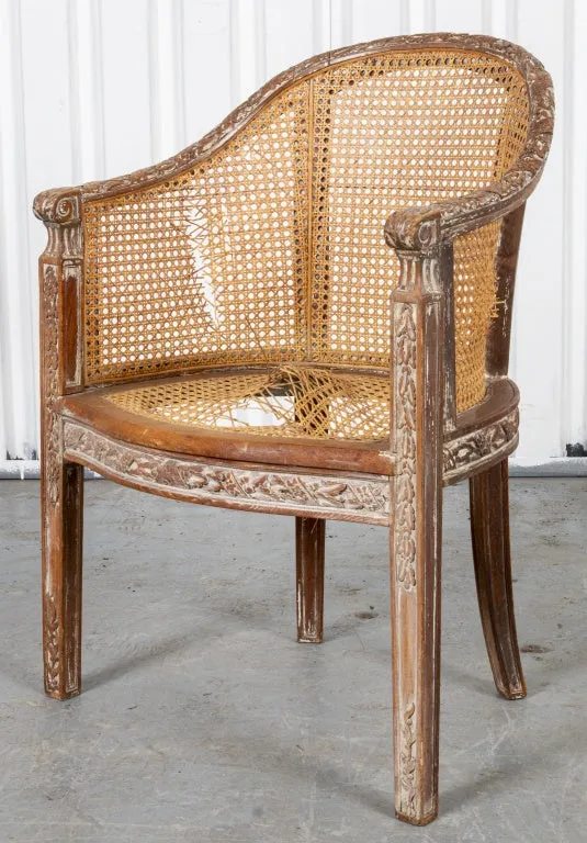 Louis XVI Style Caned Tub Armchair