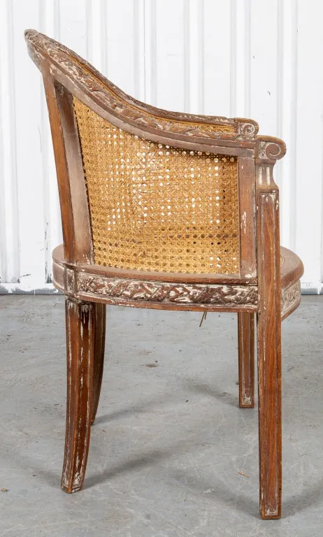 Louis XVI Style Caned Tub Armchair