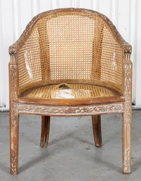 Louis XVI Style Caned Tub Armchair