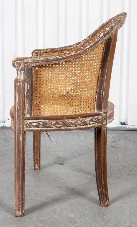 Louis XVI Style Caned Tub Armchair