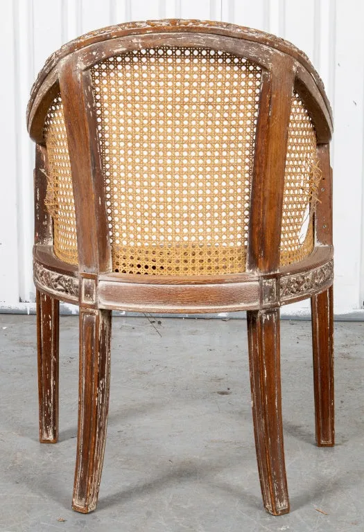 Louis XVI Style Caned Tub Armchair