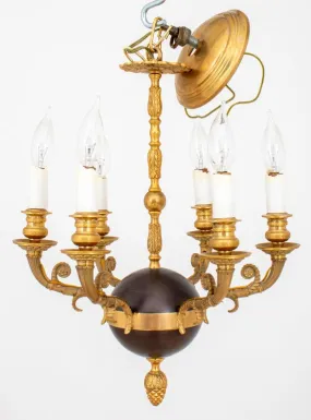 Louis XVI Style Gilt & Patinated Bronze Chandelier