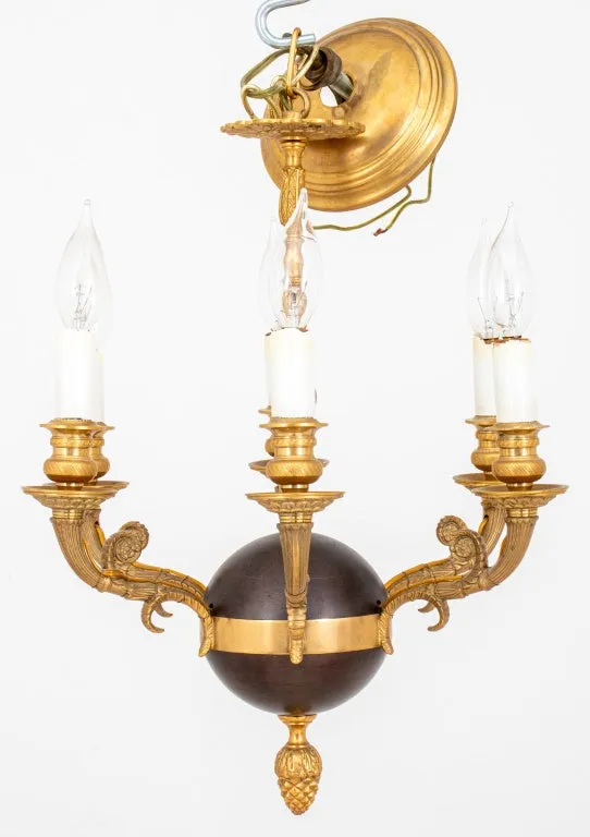 Louis XVI Style Gilt & Patinated Bronze Chandelier