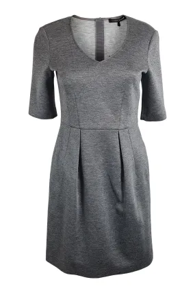 LUISA CERANO Grey V Neck Short Sleeved Fitted Dress (D 34 & D 42)