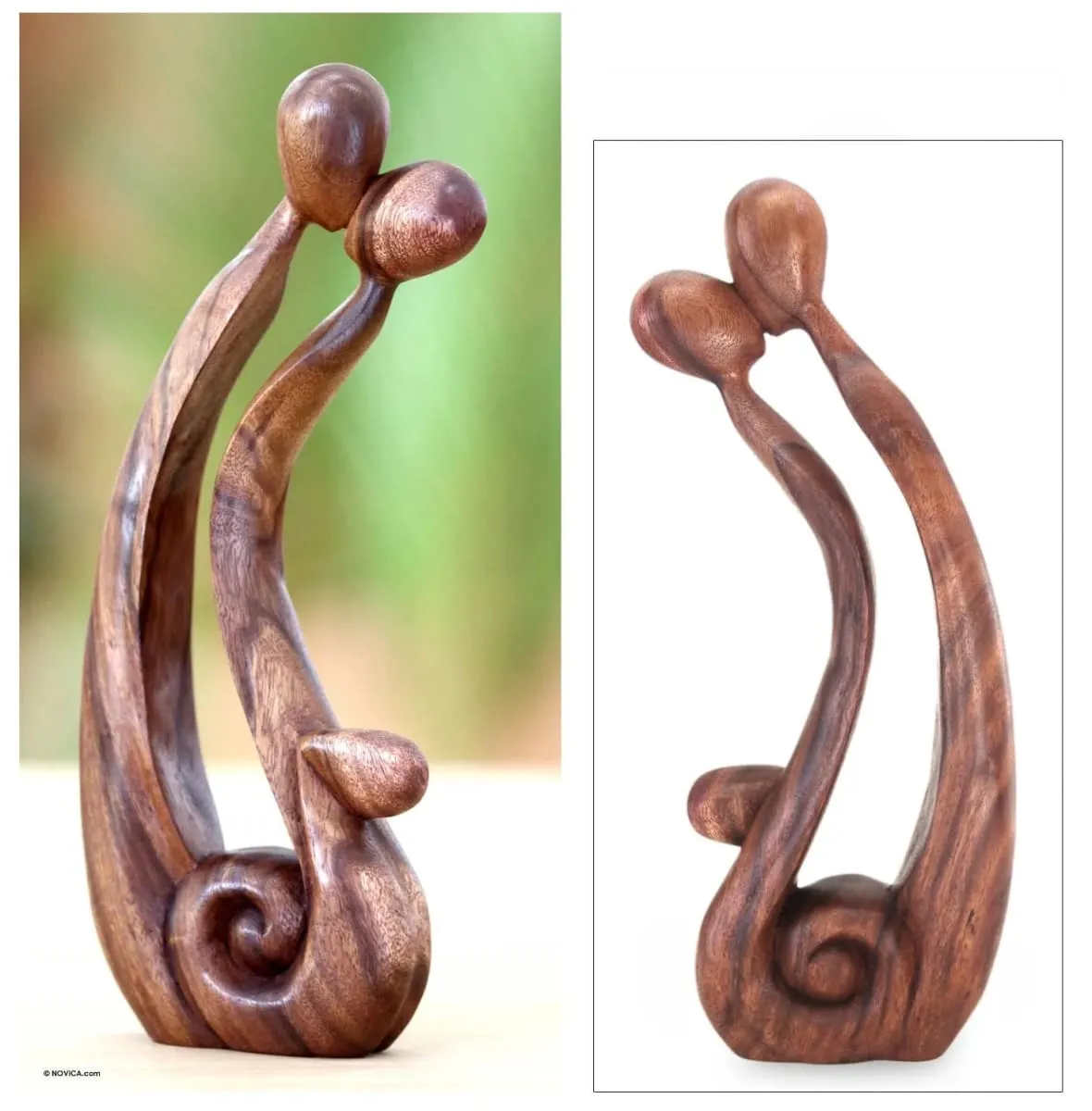 Novica Best Kiss Wood Sculpture