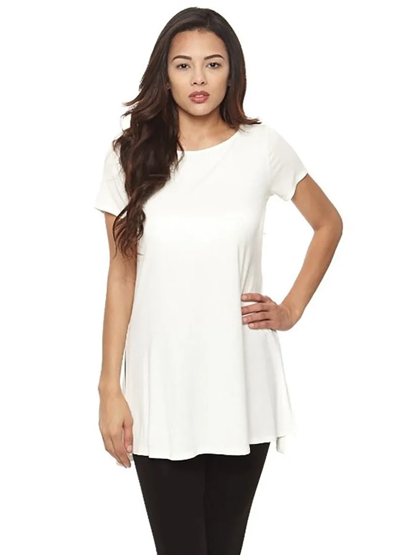 Organic Bamboo Side Slit Short Sleeve Tunic