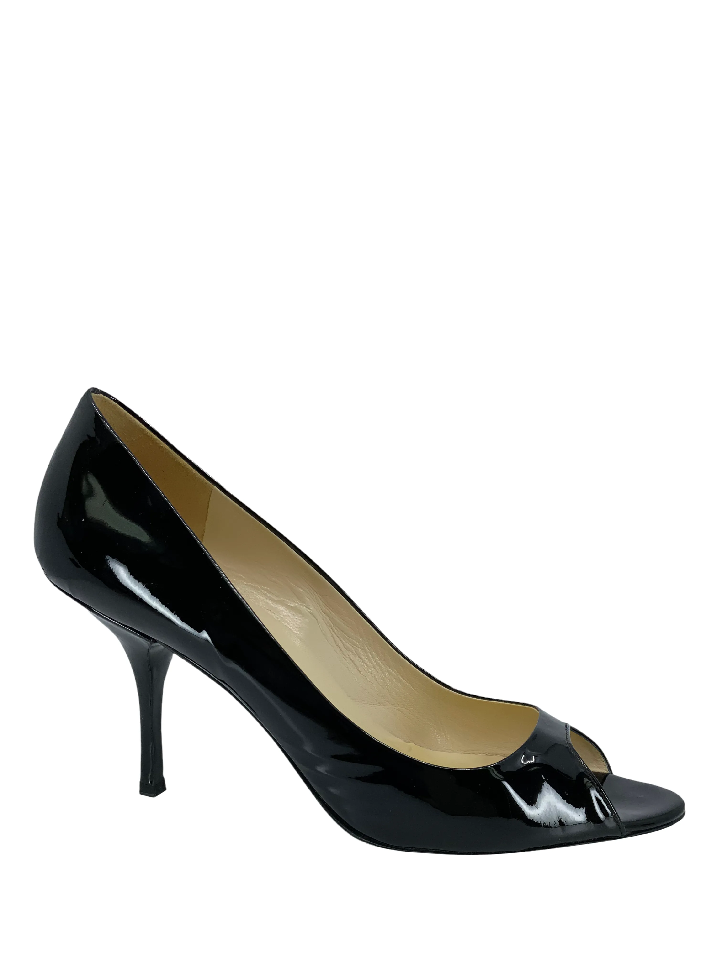 Prada Calzature Donna Patent Leather Peep Toe Pumps Size 10