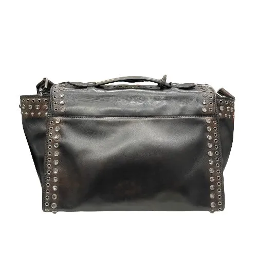 Prada Vitello Vintage Leather Eyelet & Crystal Top Handle Bag